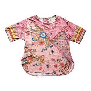 Johnny Was Lakshmi Oversized Cropped Bamboo Women's Tee.